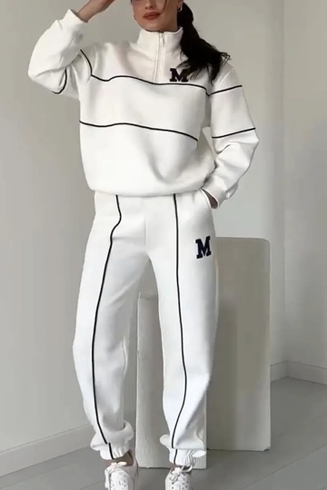 Léa | Chic Ensemble Survêtement Femme Sweat Col Zippé et Jogging