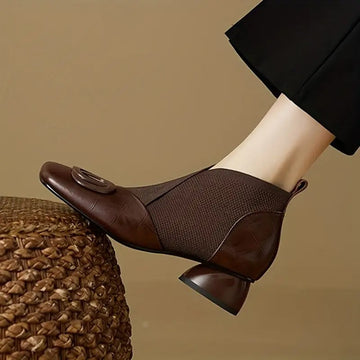 Ghislaine | Bottines Bimatière en Cuir à Talon Sculpté Femme