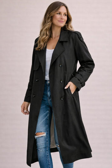 Pénélope | Manteau trench long à double boutonnage et ceinture pour femmes