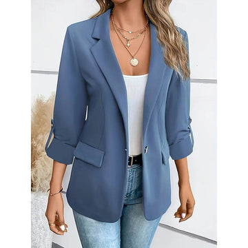 Bérénice | Chic Veste Blazer Cintrée Femme Manches 3/4 et Col Tailleur