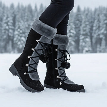 Sabrina | Femme Bottes d'Hiver Hautes Fourrées à Lacets