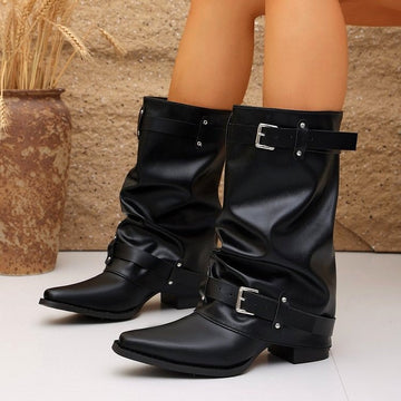 Madison | Bottes Mi Mollet à Sangle et Boucle Femme