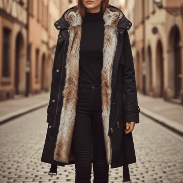 Éléonore | Chic Parka d'Hiver Femme Doublée Fourrure à Capuche
