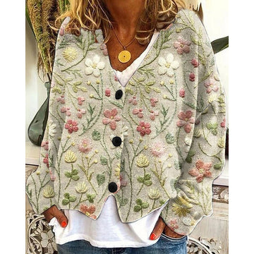 Juliette | Chic Gilet Boutonné à Motif Floral