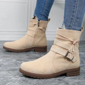 Calla | Bottines à talon en suédine pour femmes avec boucle et fermeture éclair sur le côté