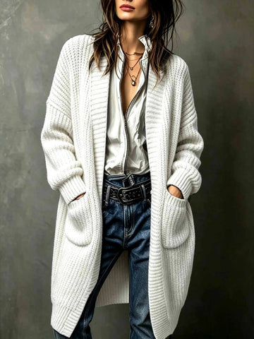 Sophia | Cardigan Long en Tricot Ouvert Femme