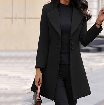 Constance | Chic Manteau Long Femme à Col Revers et Boutonnage Devant