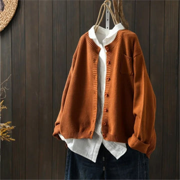 Valentine | Chic Cardigan Femme en Maille Texturée à Poche Poitrine