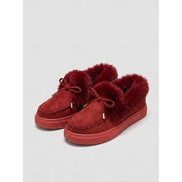 Sonia | Chic Mocassins Fourrés Femme en Suédine à Nœud