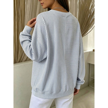 Mathilde | Chic Sweat Oversize Femme à Rayures Asymétriques