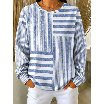 Zoé | Chic Sweat Oversize Femme à Motif Patchwork Rayures