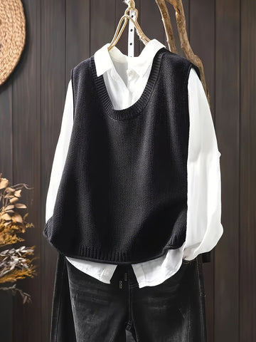 Noémie | Chic Ensemble 2 Pièces Femme Pull Sans Manches et Chemise
