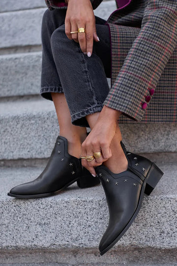 Roxane | Femme Bottines Cloutées Étoiles à Échancrure Cheville