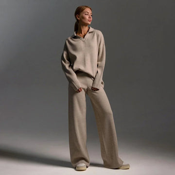 Harper | Ensemble de vêtements de loisirs tricoté pour femmes avec jambes larges
