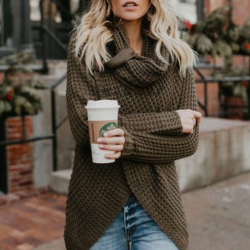 Freya | Chic Pull Maille Épaisse Femme Col Bénitier et Base Croisée