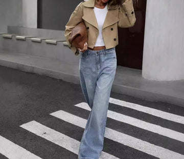 Charlotte | Chic Veste Trench Courte Femme Double Boutonnage et Col Tailleur