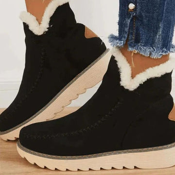 Noémie | Chic Bottines Fourrées Femme en Suédine à Enfiler