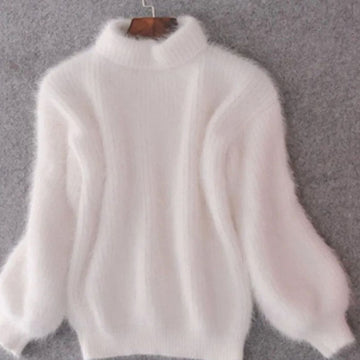 Juliette | Chic Pull Col Roulé Femme en Maille Fluffy Angora