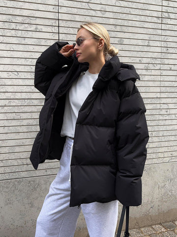 Chloé | Élégant Doudoune Matelassée Oversize Femme à Capuche et Zip
