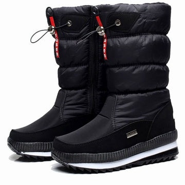 Sora | Chic Bottes de Neige Mi-Mollet Femme à Zip et Tige Matelassée