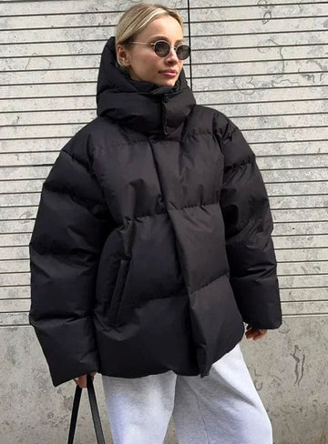Eva | Élégante Doudoune Oversize à Capuche Femme et Fermeture Zippée