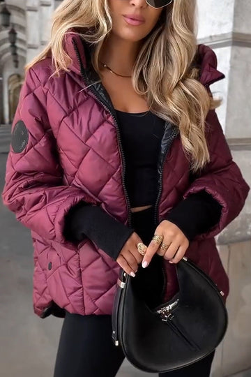 Juliette | Chic Doudoune Courte Matelassée Femme à Capuche et Zip