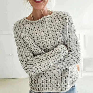 Mathilde | Chic Pull Col Rond Femme en Maille Mouchetée