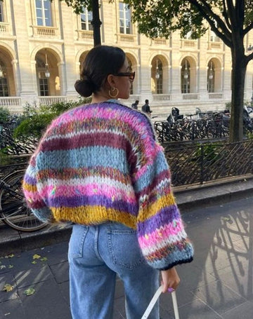 Sienna | Chic Cardigan Oversize à Rayures Femme Effet Mohair