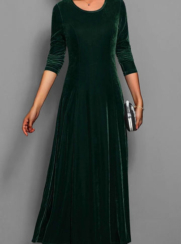 Roxane | Chic Robe Longue en Velours Femme à Encolure Ronde
